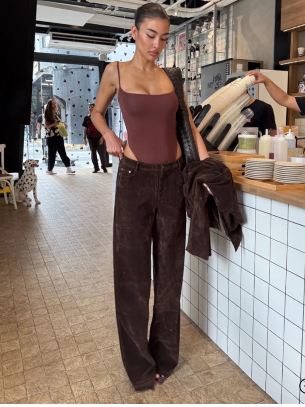 Brown suede pants